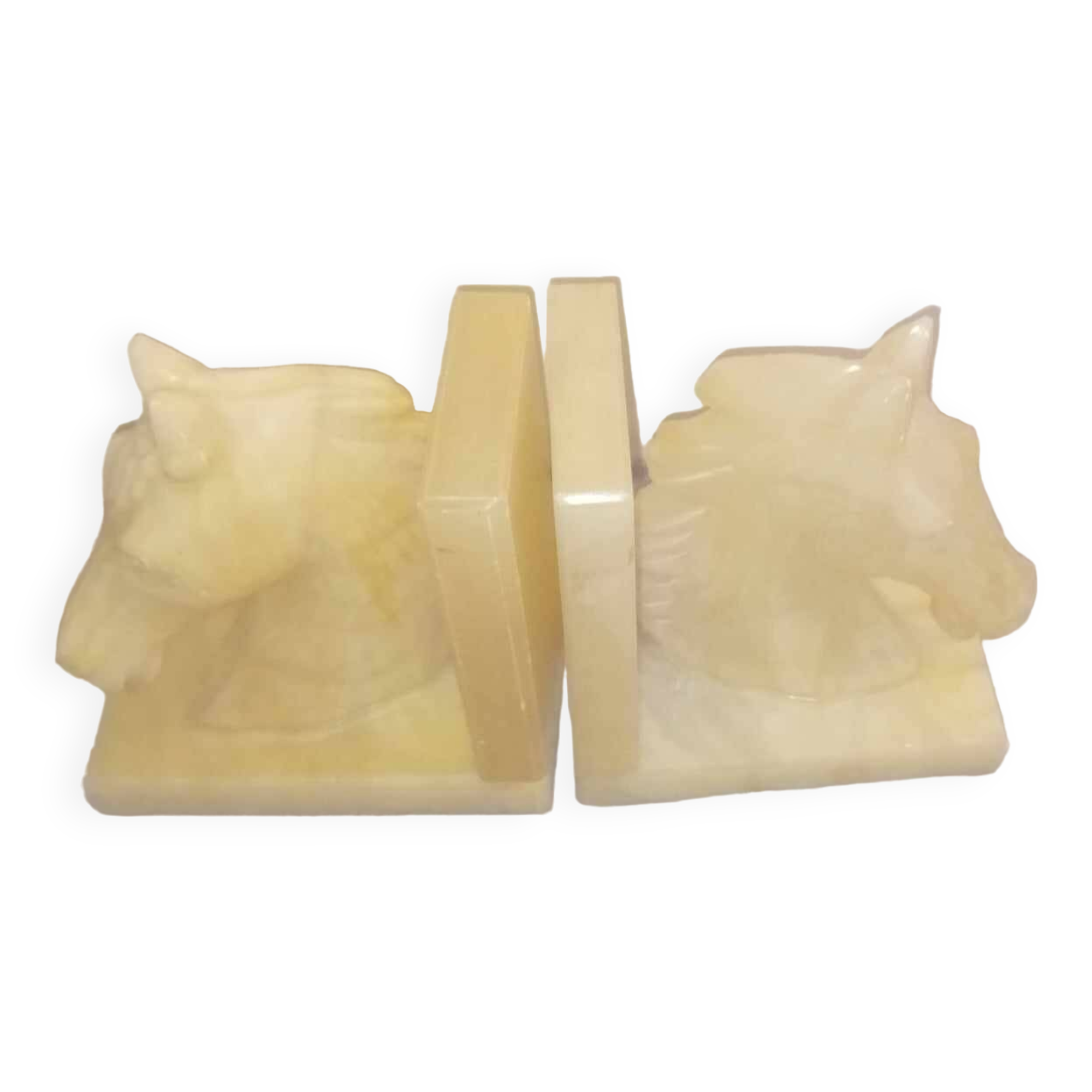 Pair of horse bookends in alabaster, 20th century period