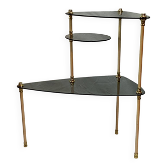 Smoked glass tripod side table, 1950