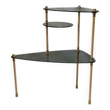 Tabe d'appoint tripode en verre fumé, 1950