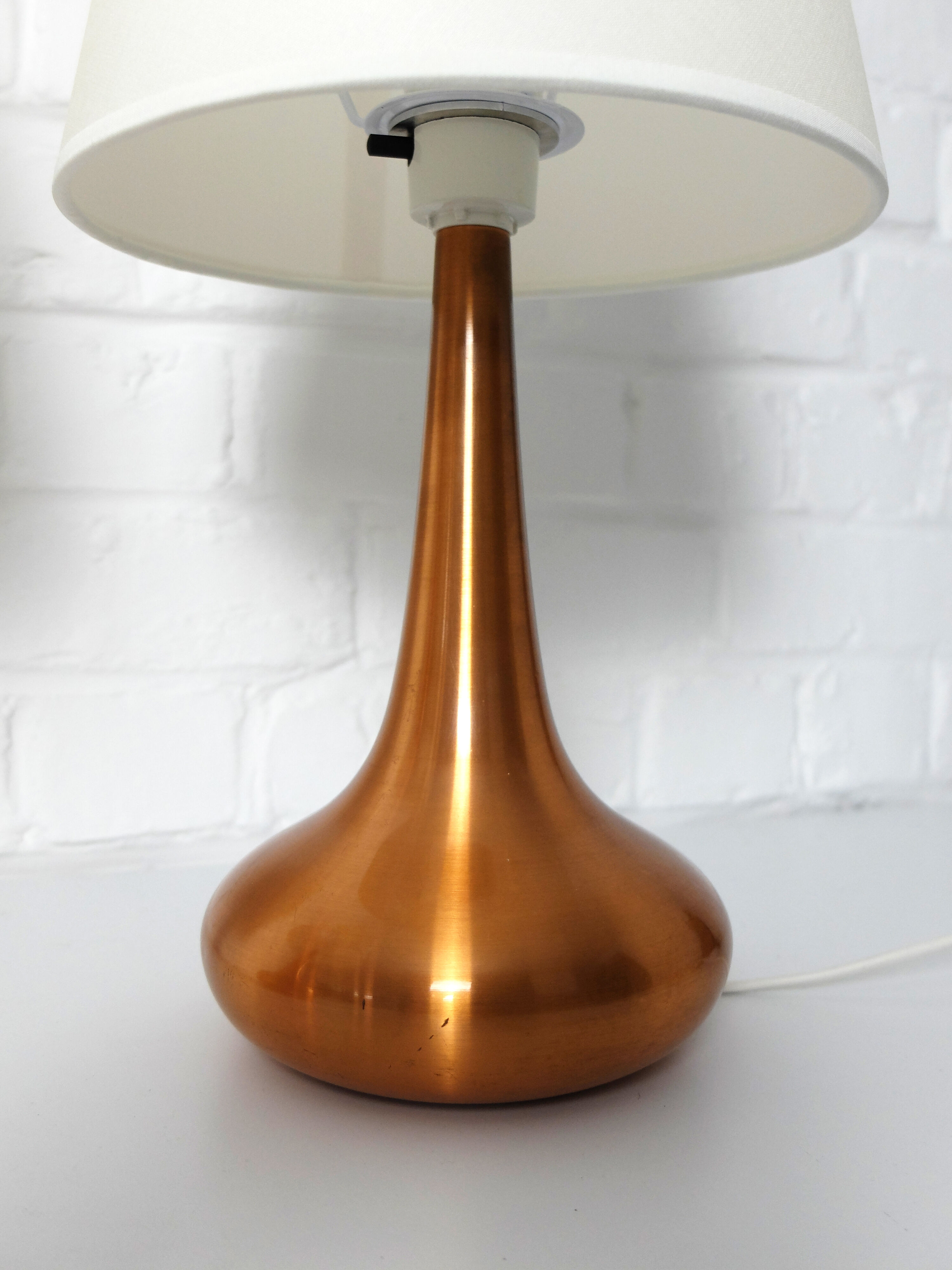 Pair of table lamps Orient copper finish Jo Hammerborg for Fog & Morup, Denmark, 1960s