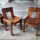 Set of 6 varnished pine chairs