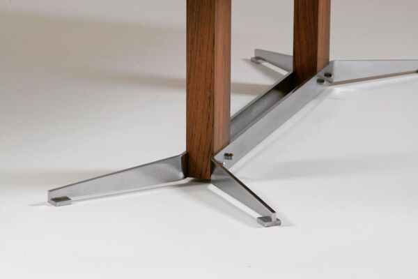 Table basse vintage en palissandre et métal brossé, 1960s