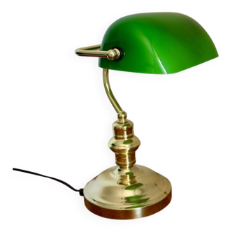 Lampe de notaire opaline verte vintage