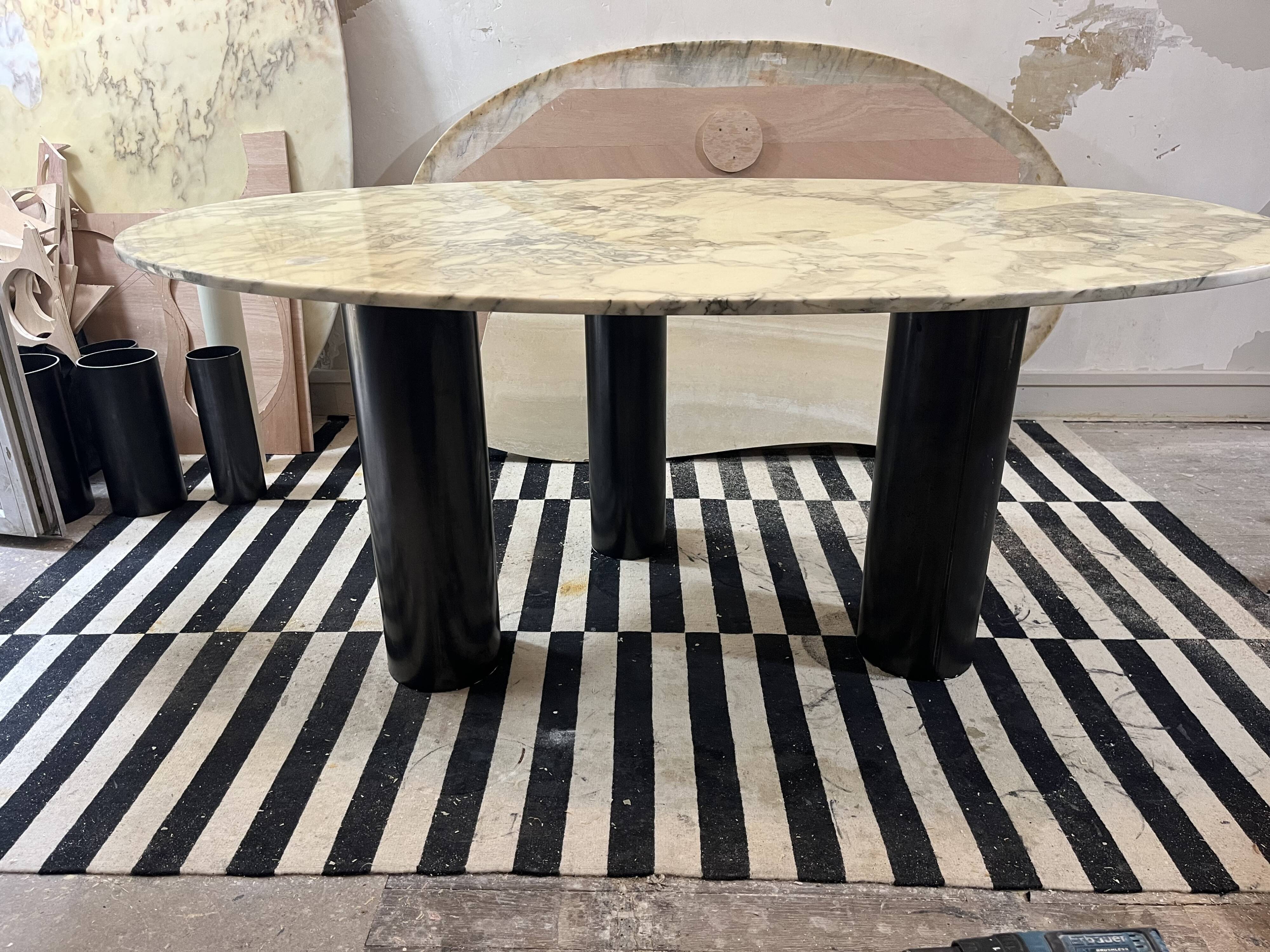 Marble dining table and steel legs