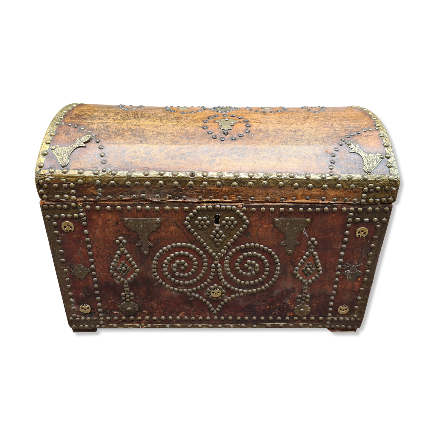 Wooden box and antique leather