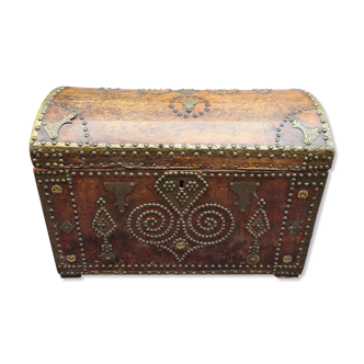 Wooden box and antique leather