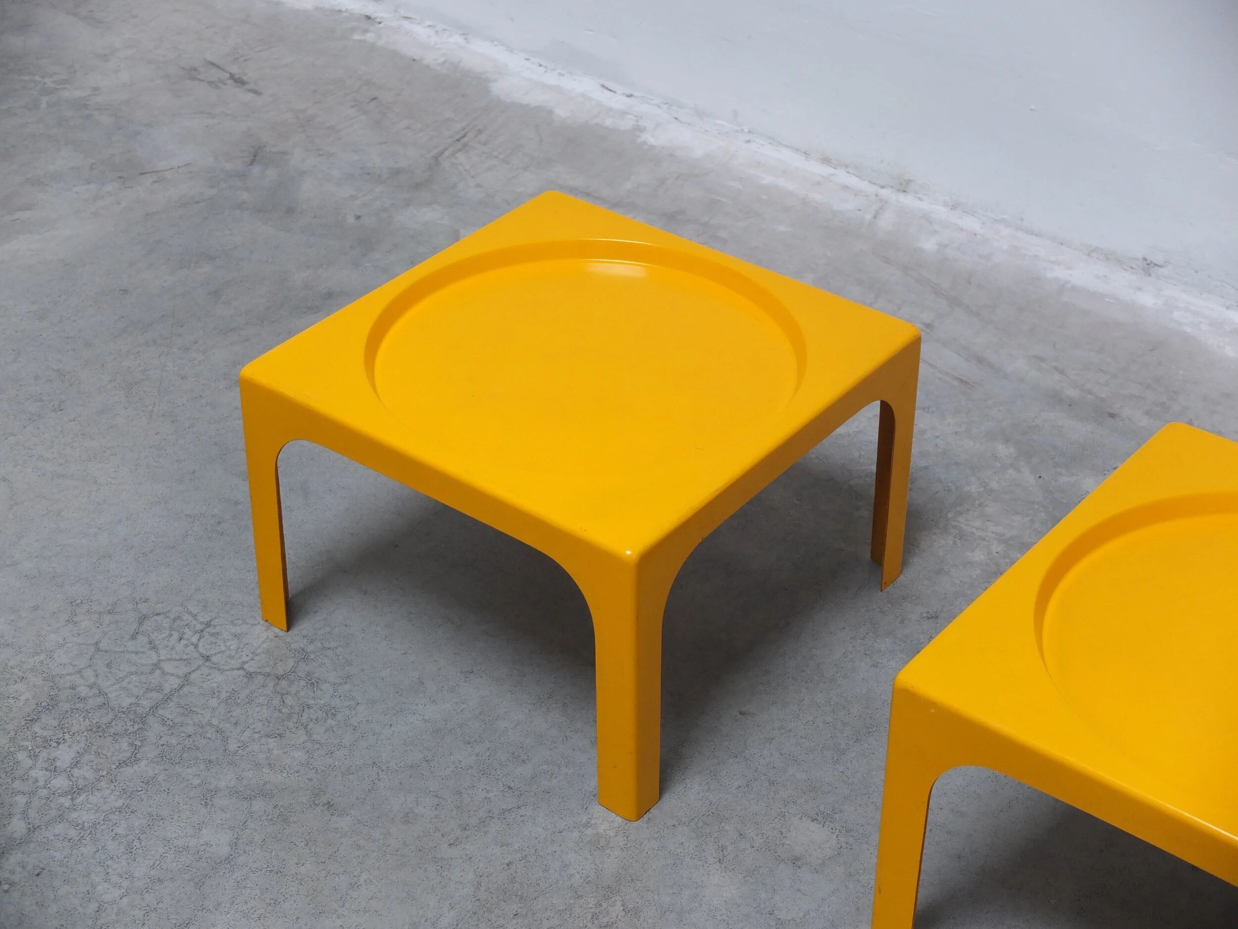 Pair of fiberglass side tables by Marc Berthier for Prisunic, 1970s