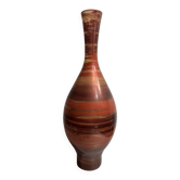 Vintage glass vase – striped brown, red and copper decoration