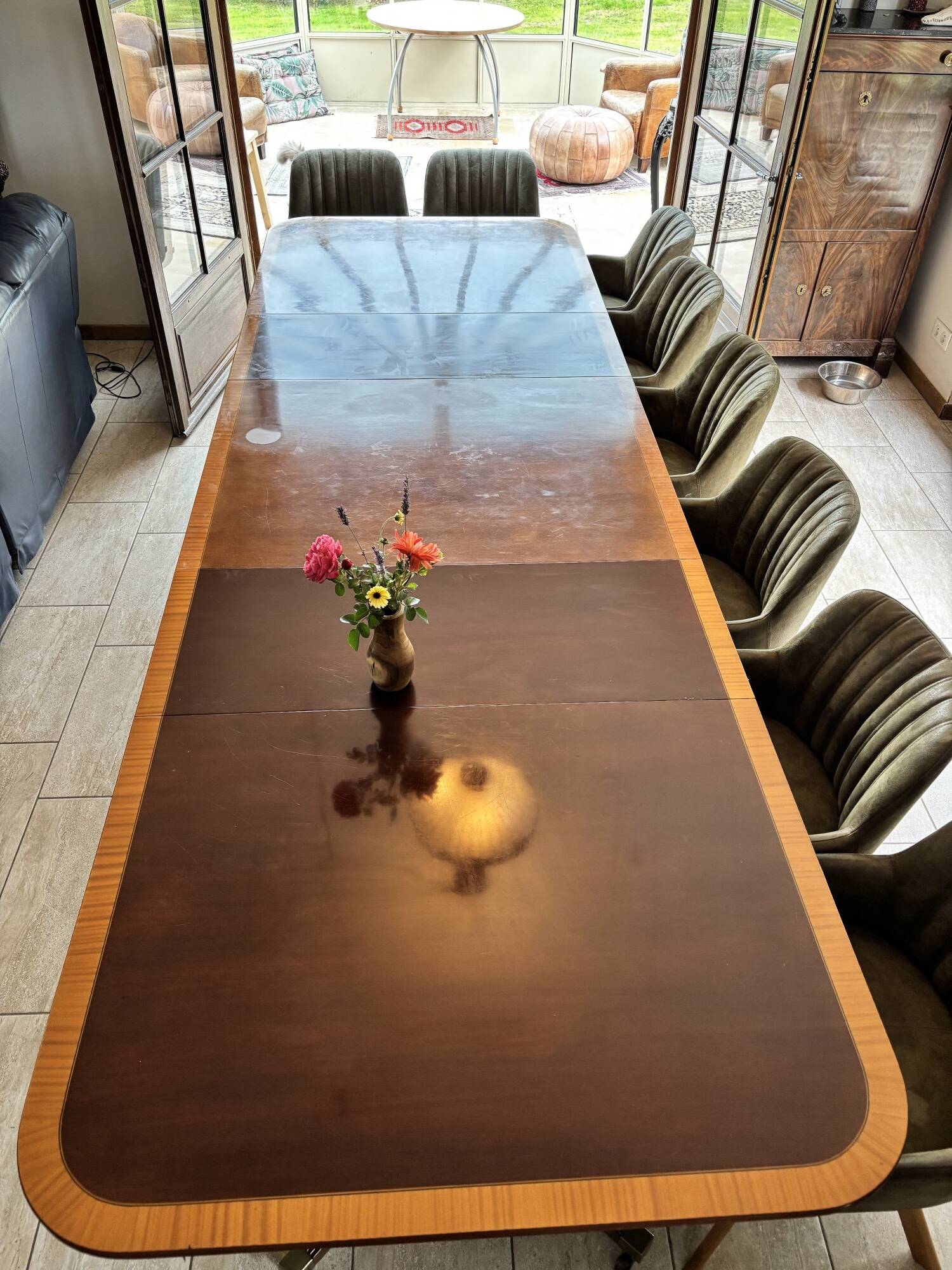A Vintage Regency Revival very large family dining table 14 person
