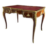 Louis XV style flat desk with marquetry from the Napoleonic III period.