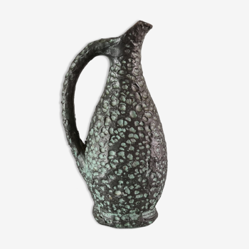 Signed terracotta brutalist pitcher vase 1970 ceramic vintage