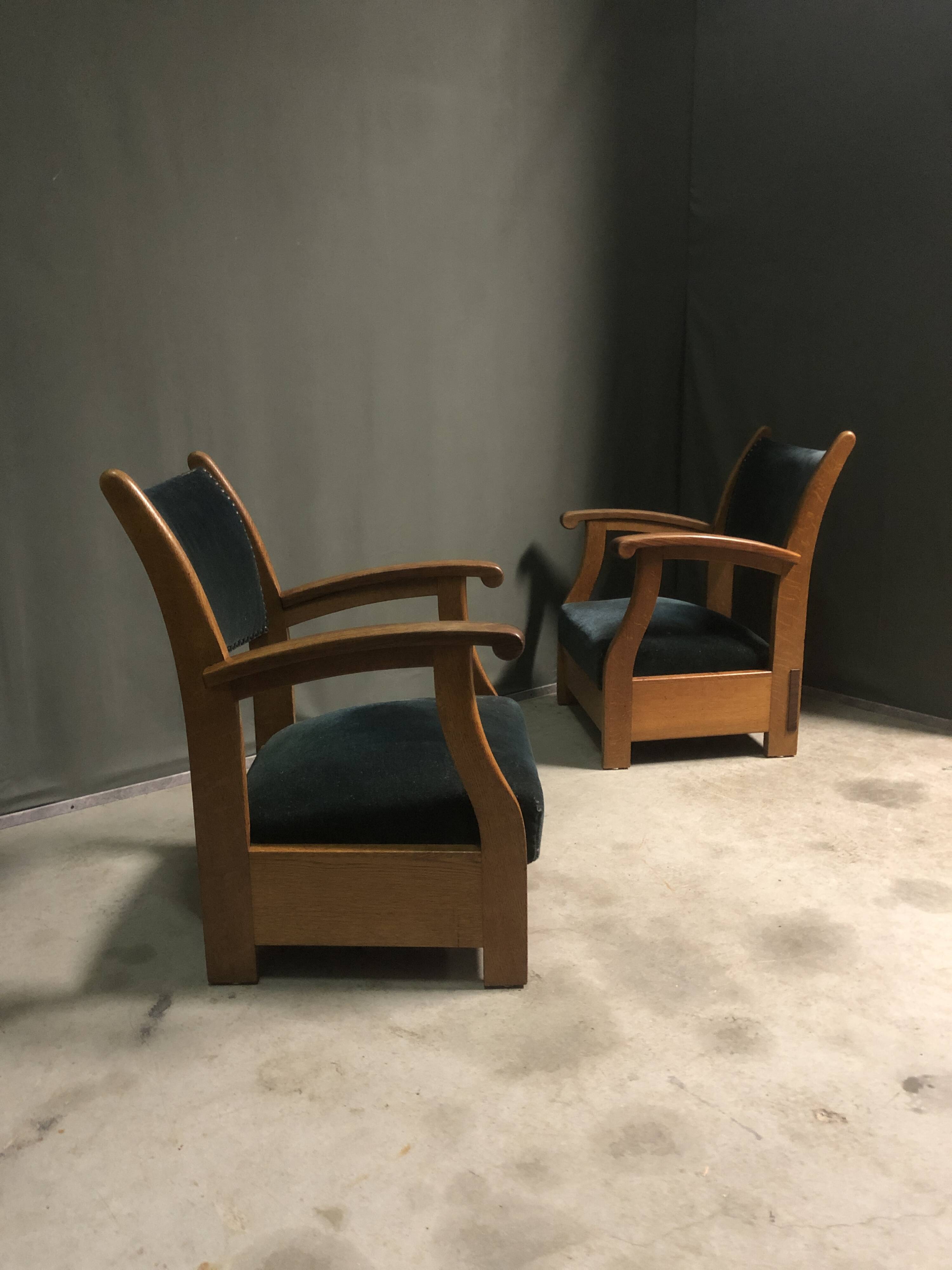 Pair of 1930's Dutch lounge chairs