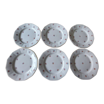 Set of 6 flat plates Digoin Sarreguemines