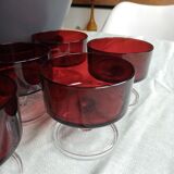 5 red vintage ice cream cups