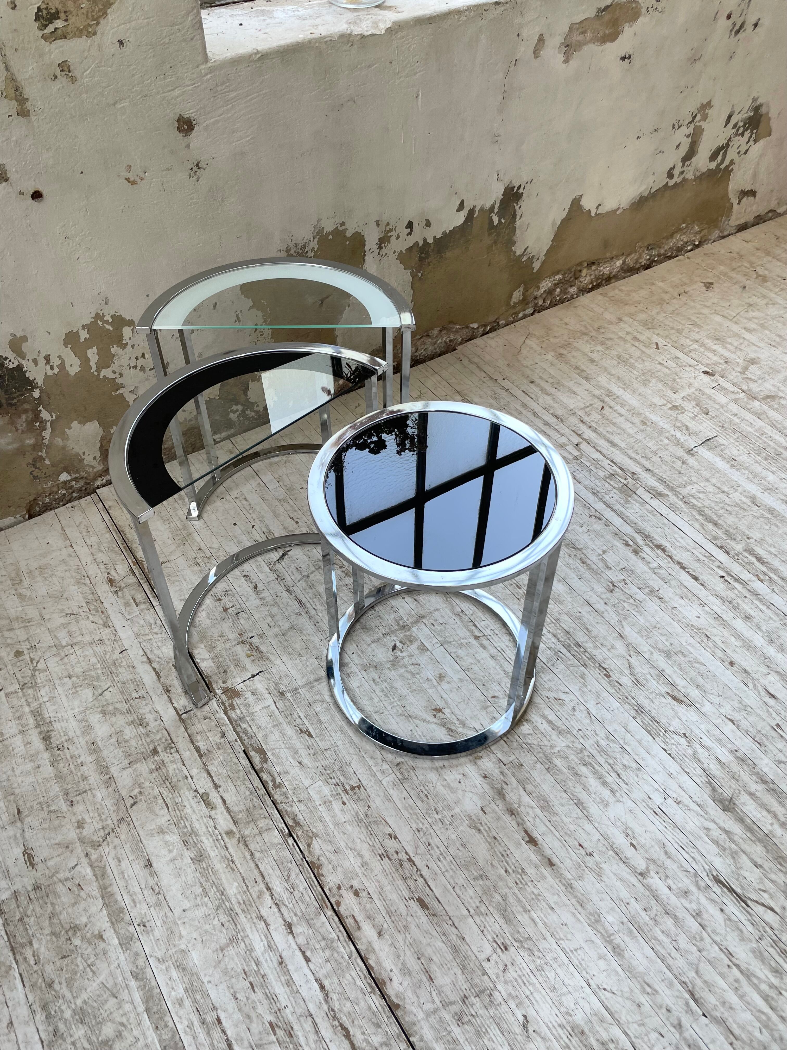 Trio of 70s chrome consoles