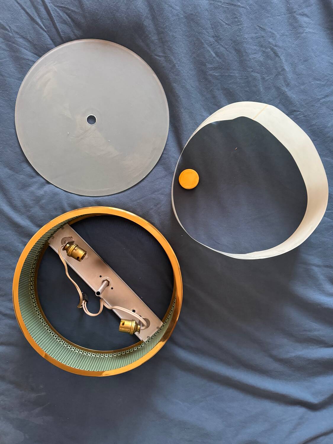 Lunel ceiling light / Porthole / Brass, perforated metal and glass