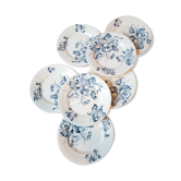 Lot de 7 assiettes à dessert "Pensées" en Terre de Fer, Salins
