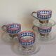 Four vintage coffee cups screen printed glass and metal