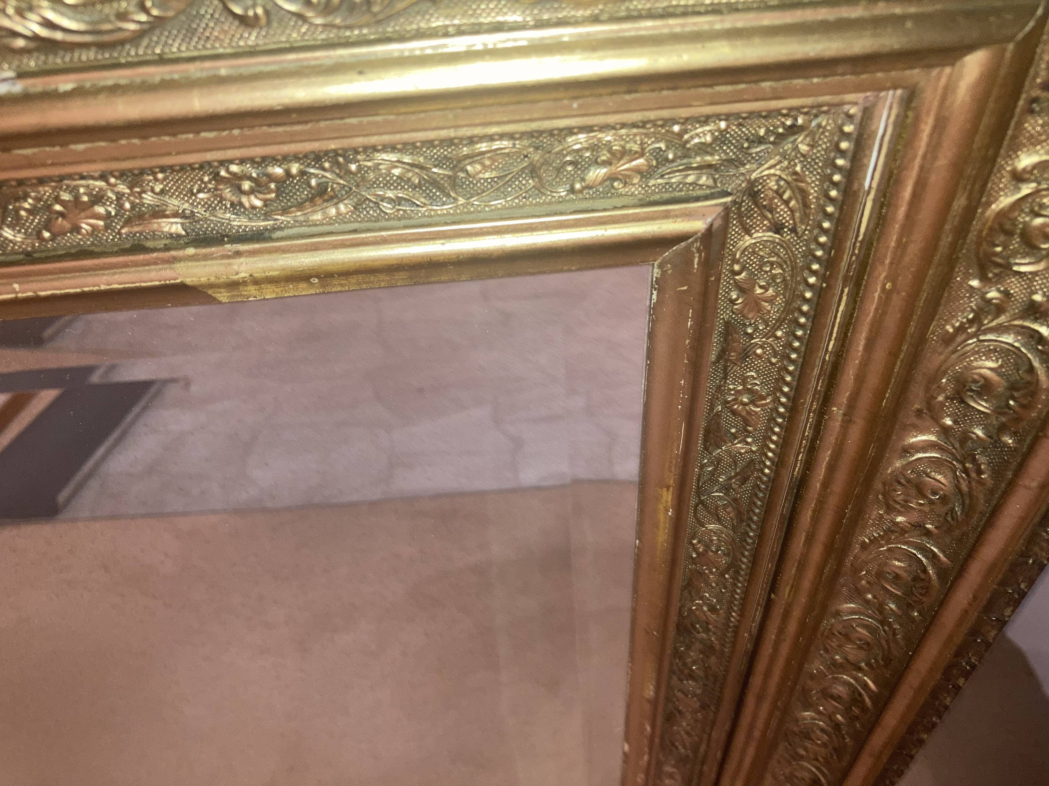 Miroir étain vintage cadre doré