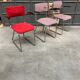Set of 3 vintage cantilever chairs reupholstered.