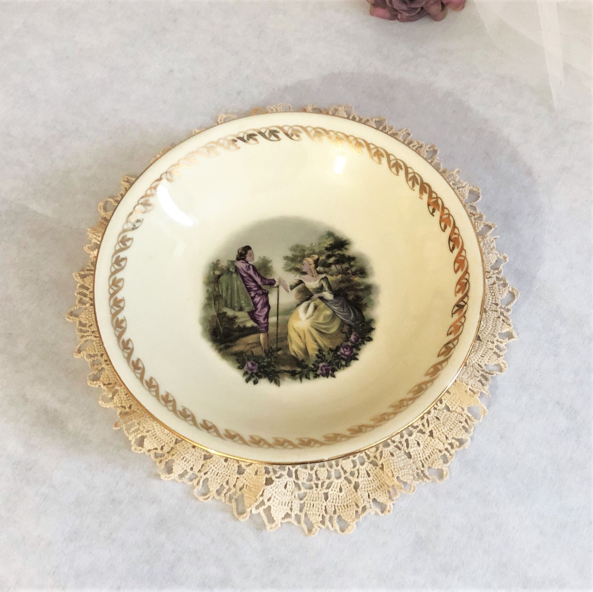 Compotier dish on porcelain piedouche mehun on yevre la gazelle retro