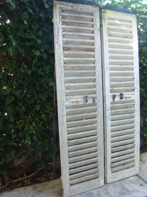 Old wooden slatted shutters