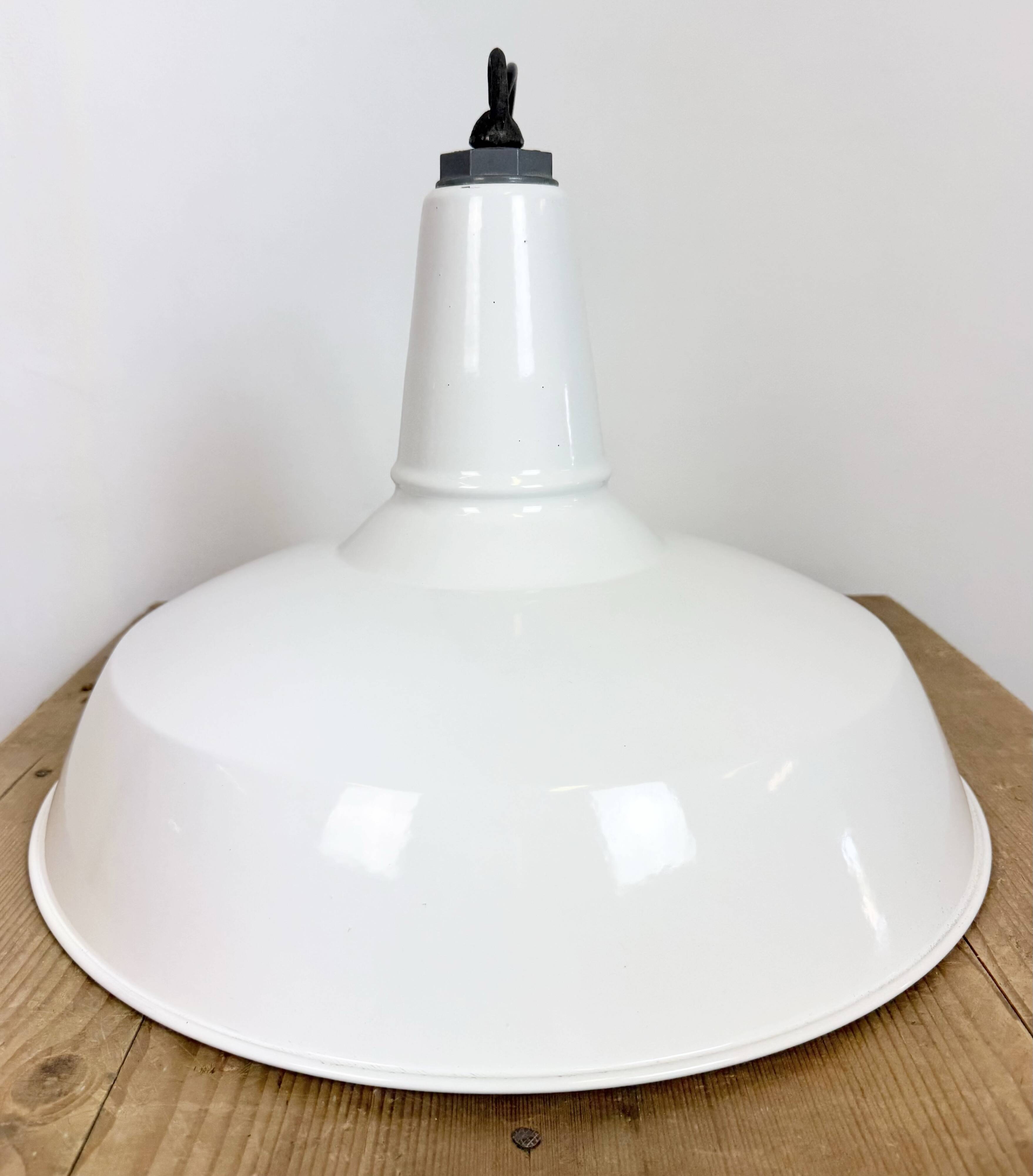 Industrial White Enamel Factory Pendant Lamp from Benjamin USA, 1960s