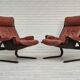 Années 1970, design scandinave, chaise longue, d'origine très bon état, cuir marron.