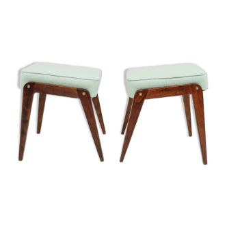 Vintage children's chair stool in pistachio green, mid-century modern design.