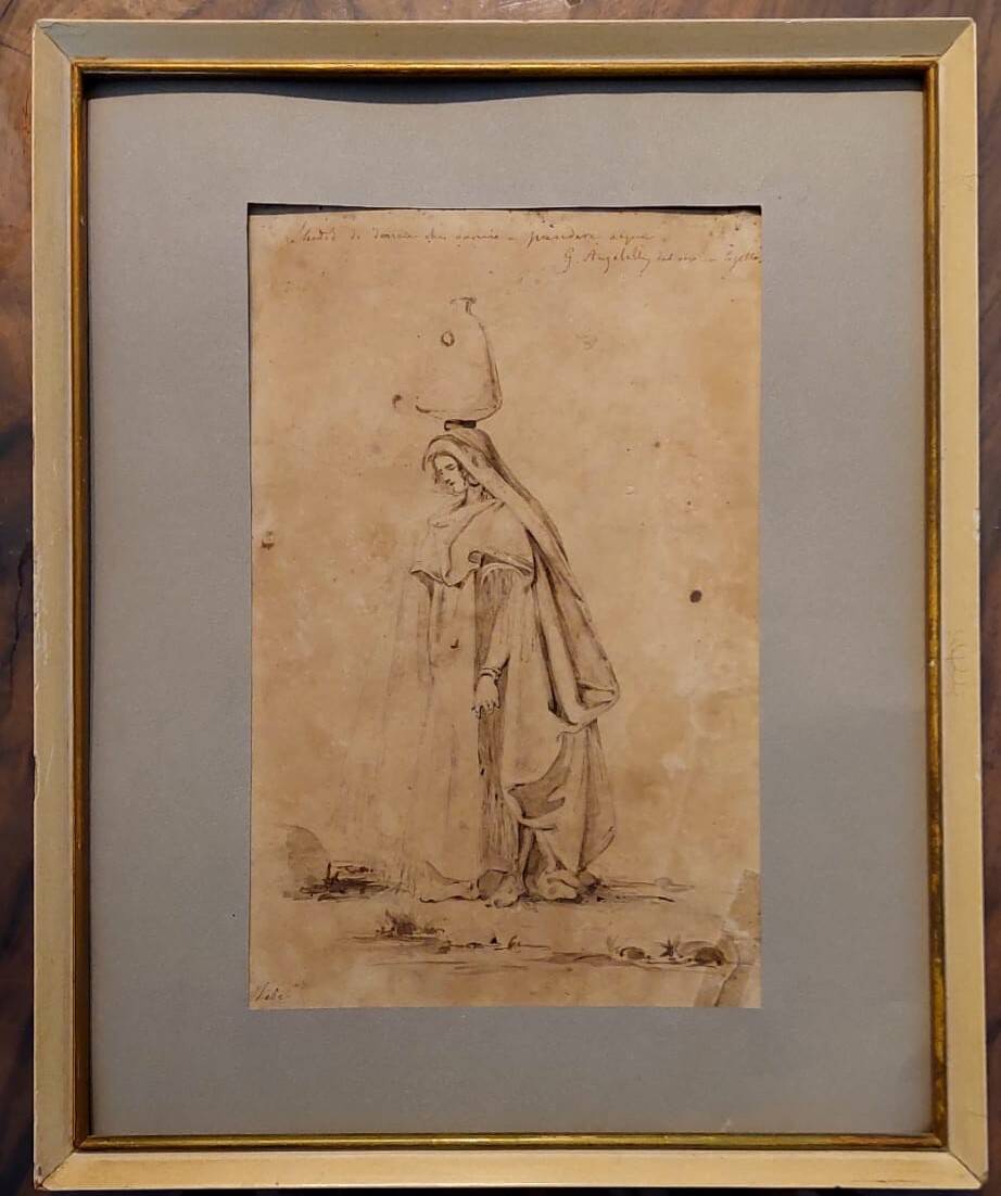 Giuseppe Angelelli 1803-1844. ink drawing on paper, study of women in Egypt