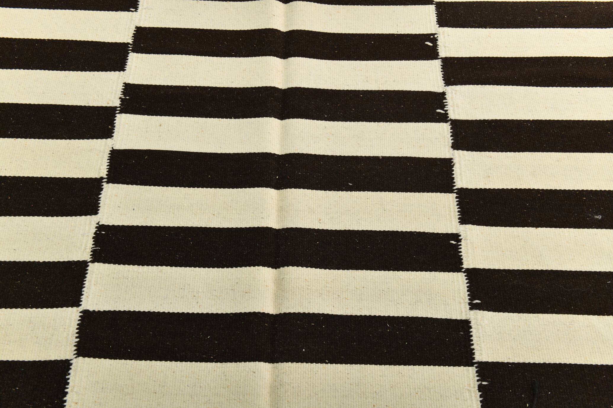 Beige & Dark Brown %100 Wool Hand Woven Vintage Kilim Rug, 378x410 Cm