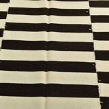 Beige & Dark Brown %100 Wool Hand Woven Vintage Kilim Rug, 378x410 Cm