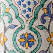 Granada Albarello Ceramic Table Lamp, Hand-Painted, New Silk Shade