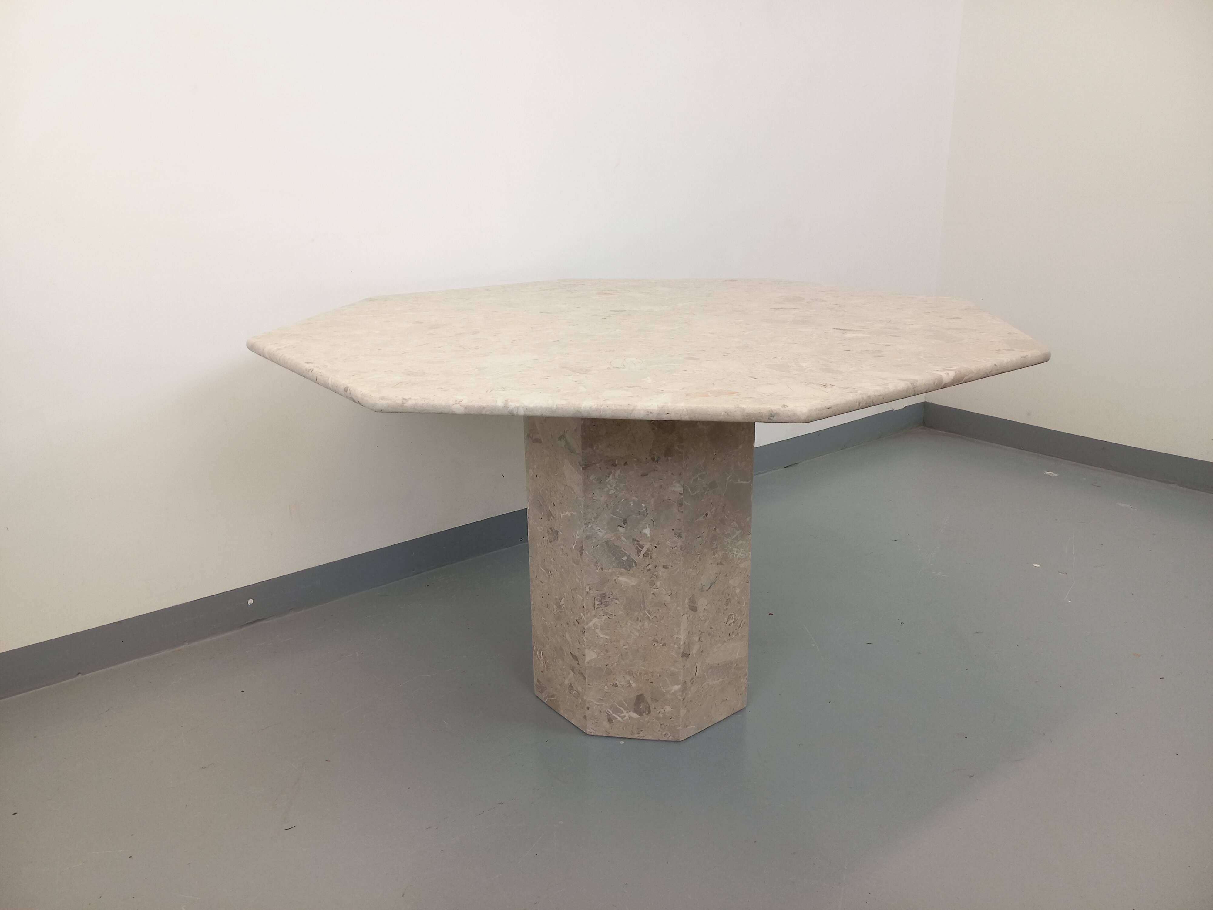 Vintage 70s 80s Octagonal Marble Dining Table
