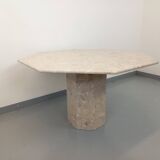 Vintage 70s 80s Octagonal Marble Dining Table