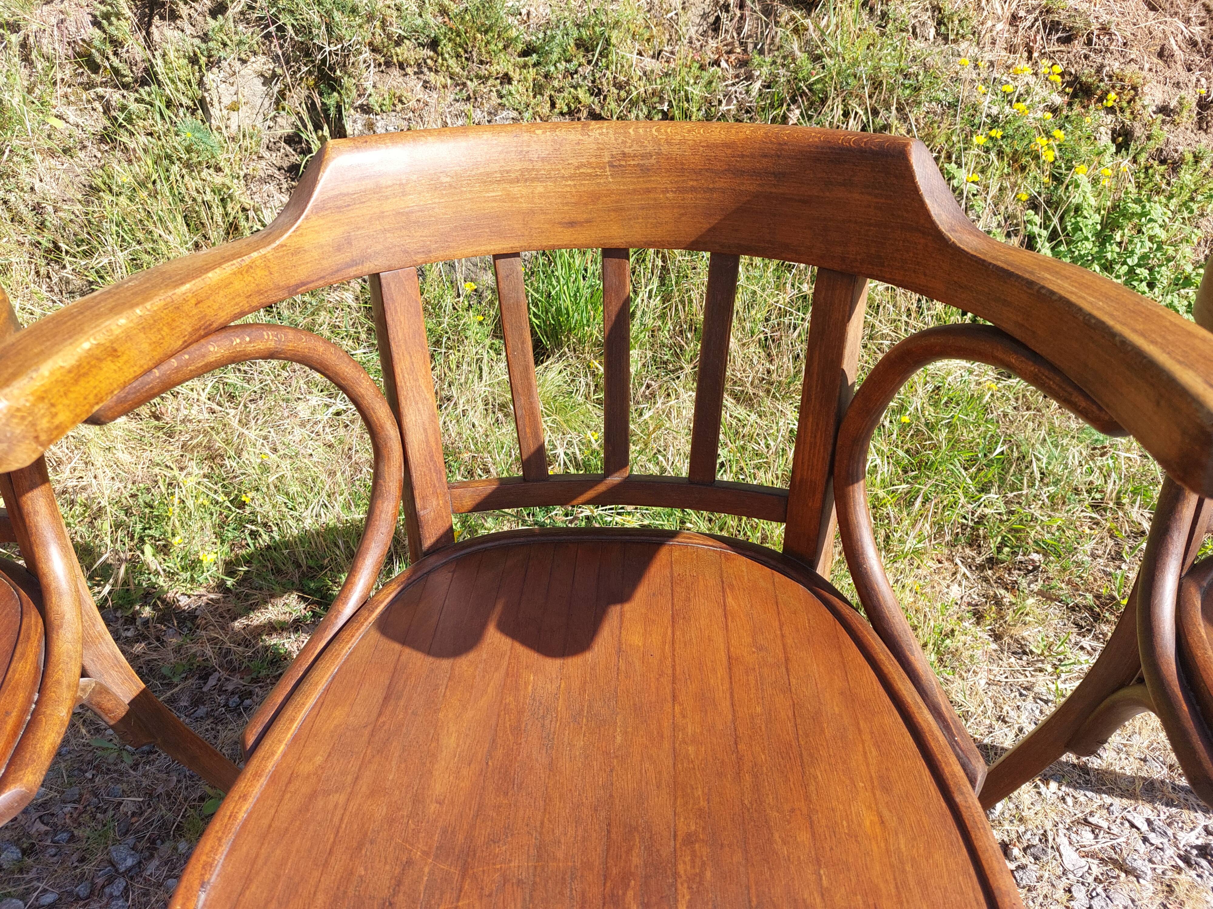 4 fauteuils Baumann en bois courbé