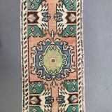 Small Vintage Turkish Rug 87x56 cm, Short Runner, Tribal, Shabby, Mini Carpet