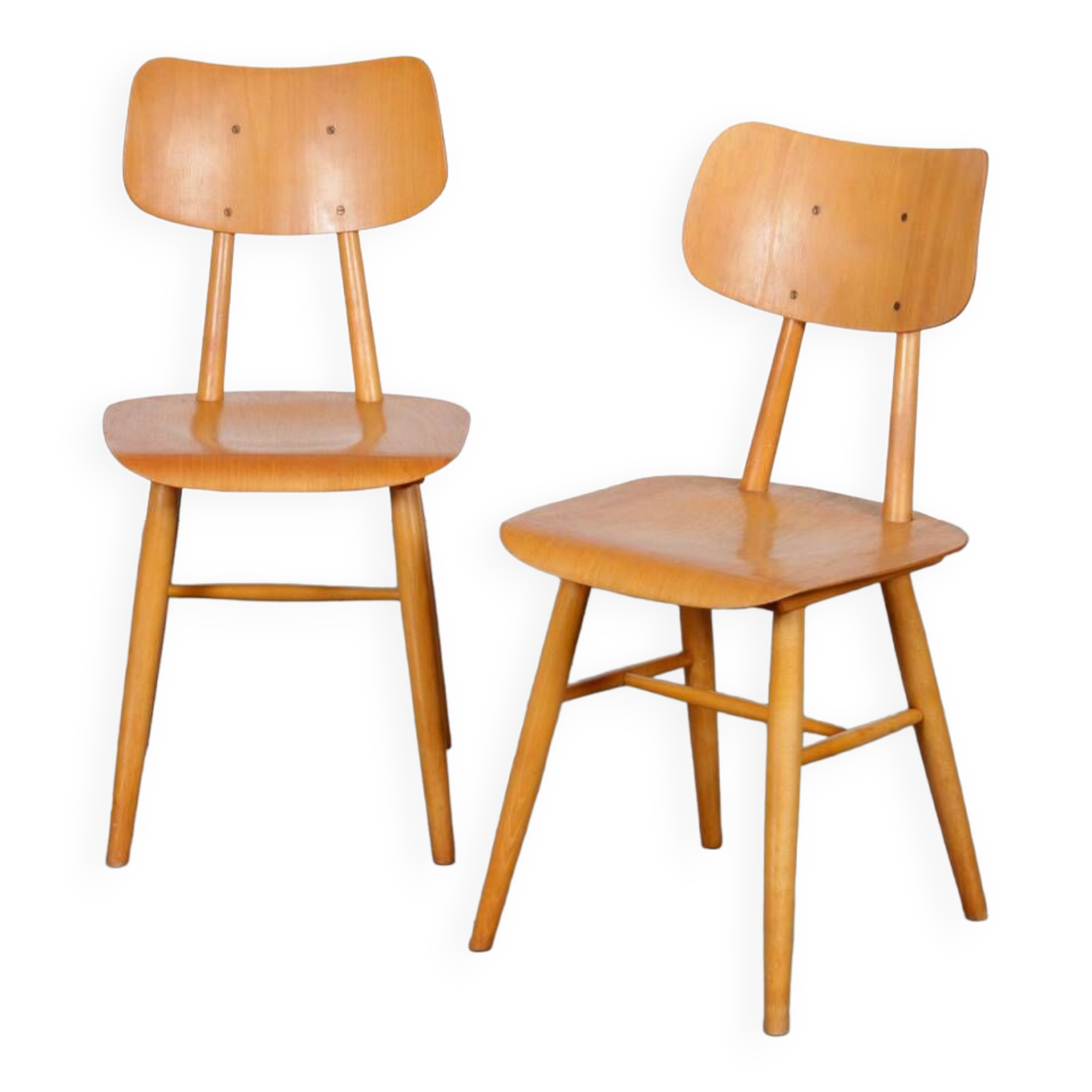 Pair of wooden chairs produced by Ton, 1960