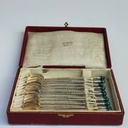 Boxed set of indonesion silver spoons