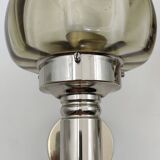 2 Sconces in nickel-plated brass and smoked glass, Scoliari style