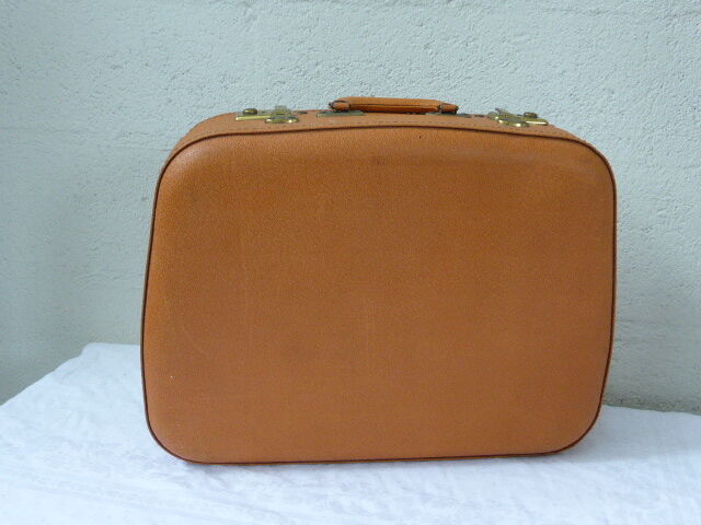 Valise vintage 1950-60 simili cuir caramel
