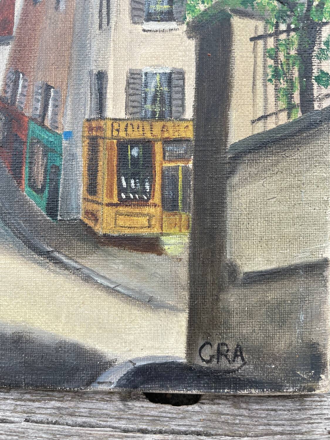 Old oil painting depicting a street in Montmartre