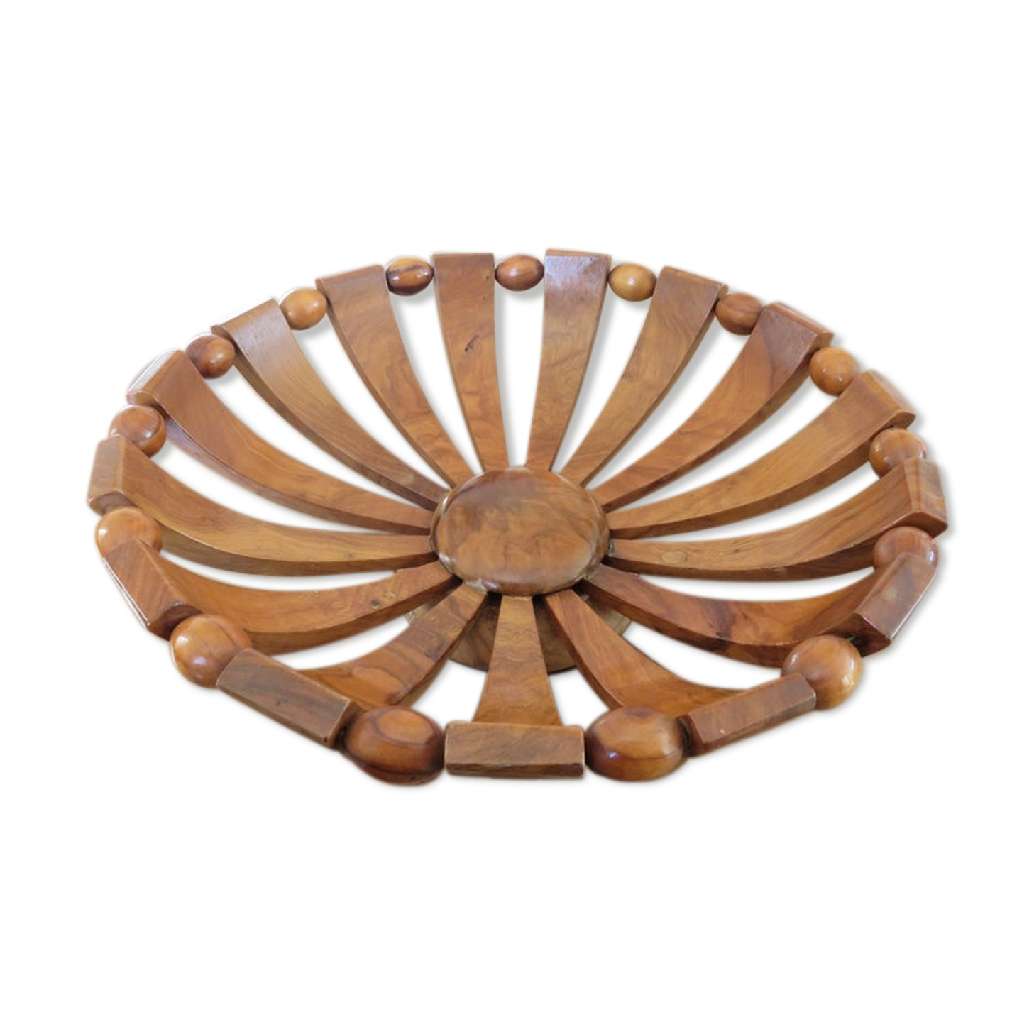 Teak fruit basket Scandinavian style 60s 70s
