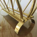 Golden brass magazine rack, Italy, 1950