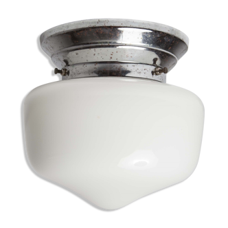 Plafonnier chrome et opaline pointe 60