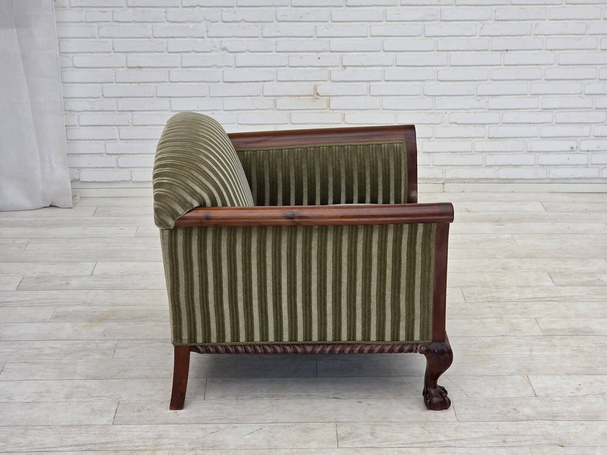 1950s, Danish armchair, furniture velour, teak wood.
