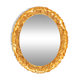 Vintage oval decorative mirror in gilded wood with floral frame, Italy, 1960s.