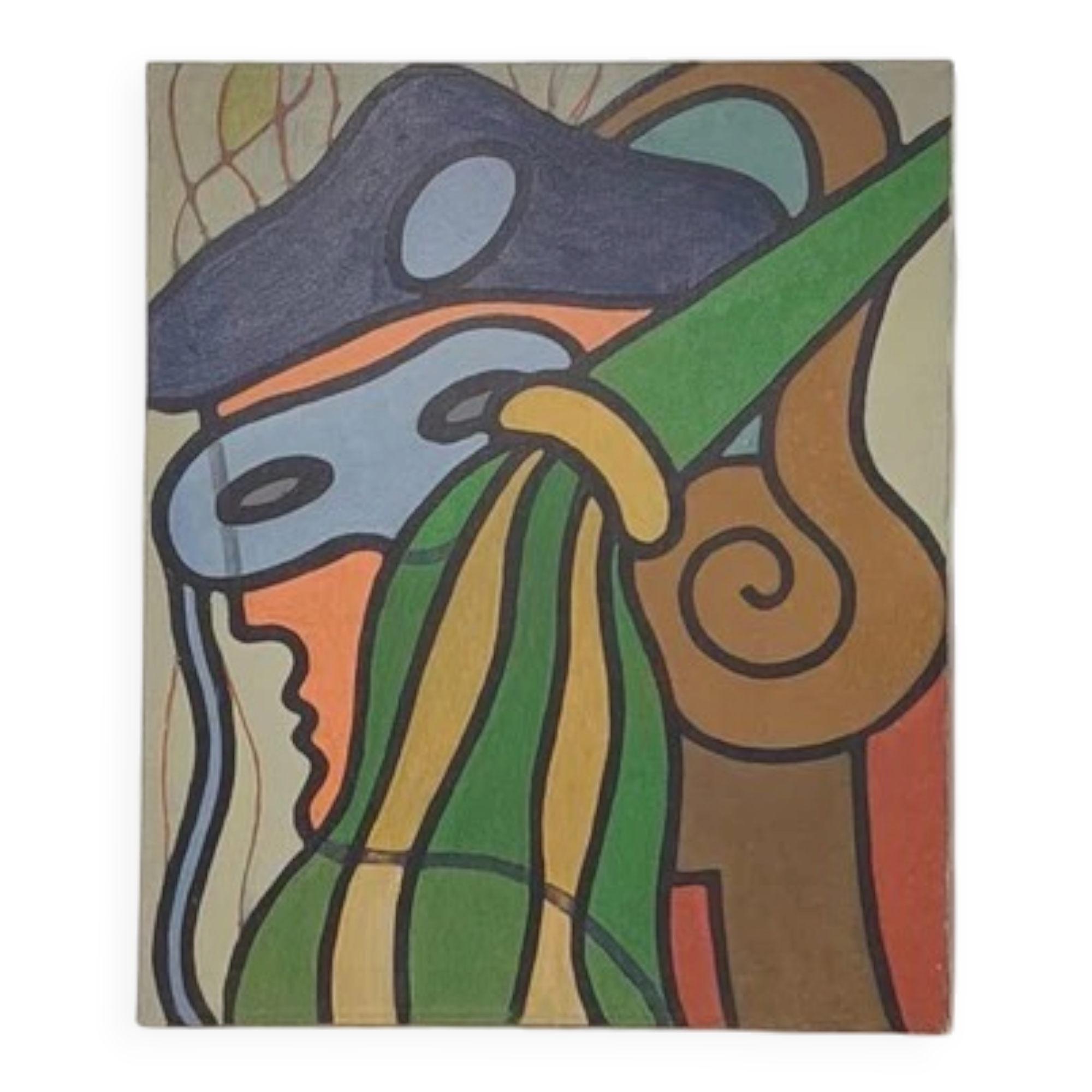 Oil painting on canvas "mask" franco prayer (1924) 50 x 60 cm