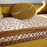 Vintage rattan and wood baby bed