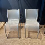 Pair of fpe chairs by ron arad for kartell translucent gray italy